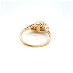 10K Yellow Gold Synthetic Pearl Lady's Stone Ring 1.95g Size:6.25